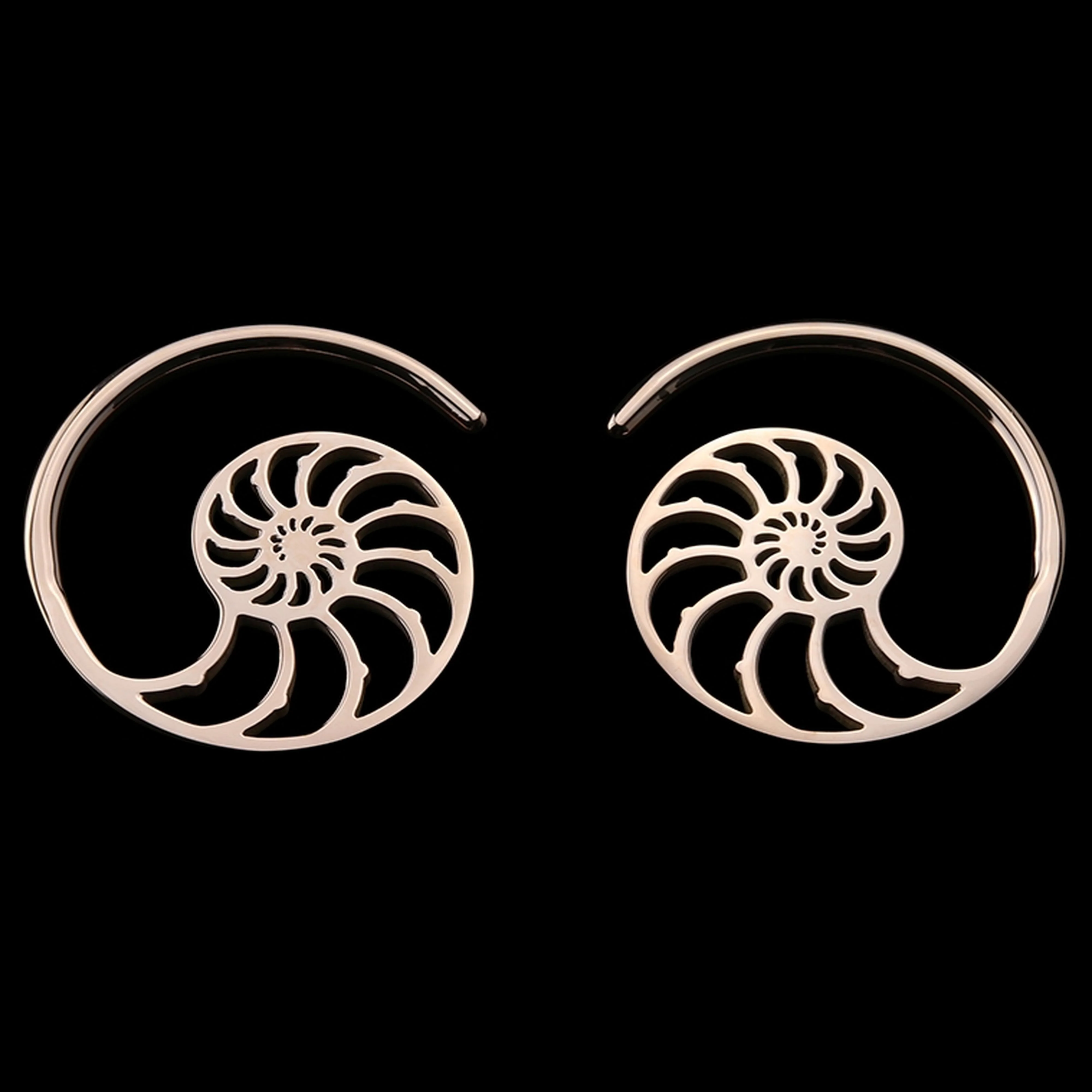 Rose Gold PVD Ammonite Ear Weights - Mrs Treak