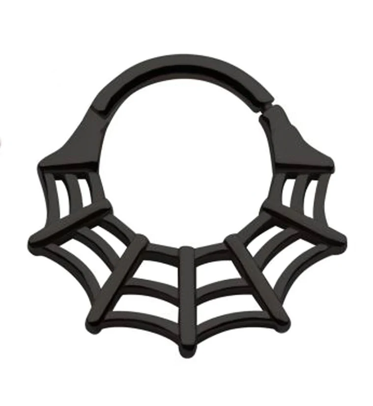Black Spiderweb Hinged Segment Ring - Mrs Treak