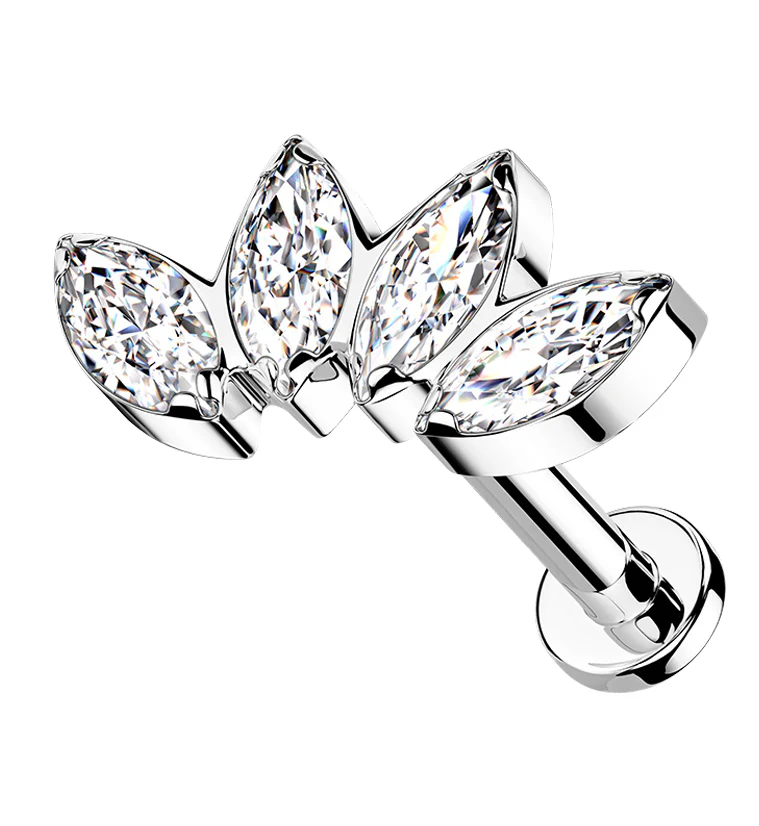 Half Crown CZ Gem Titanium Labret Post - Mrs Treak