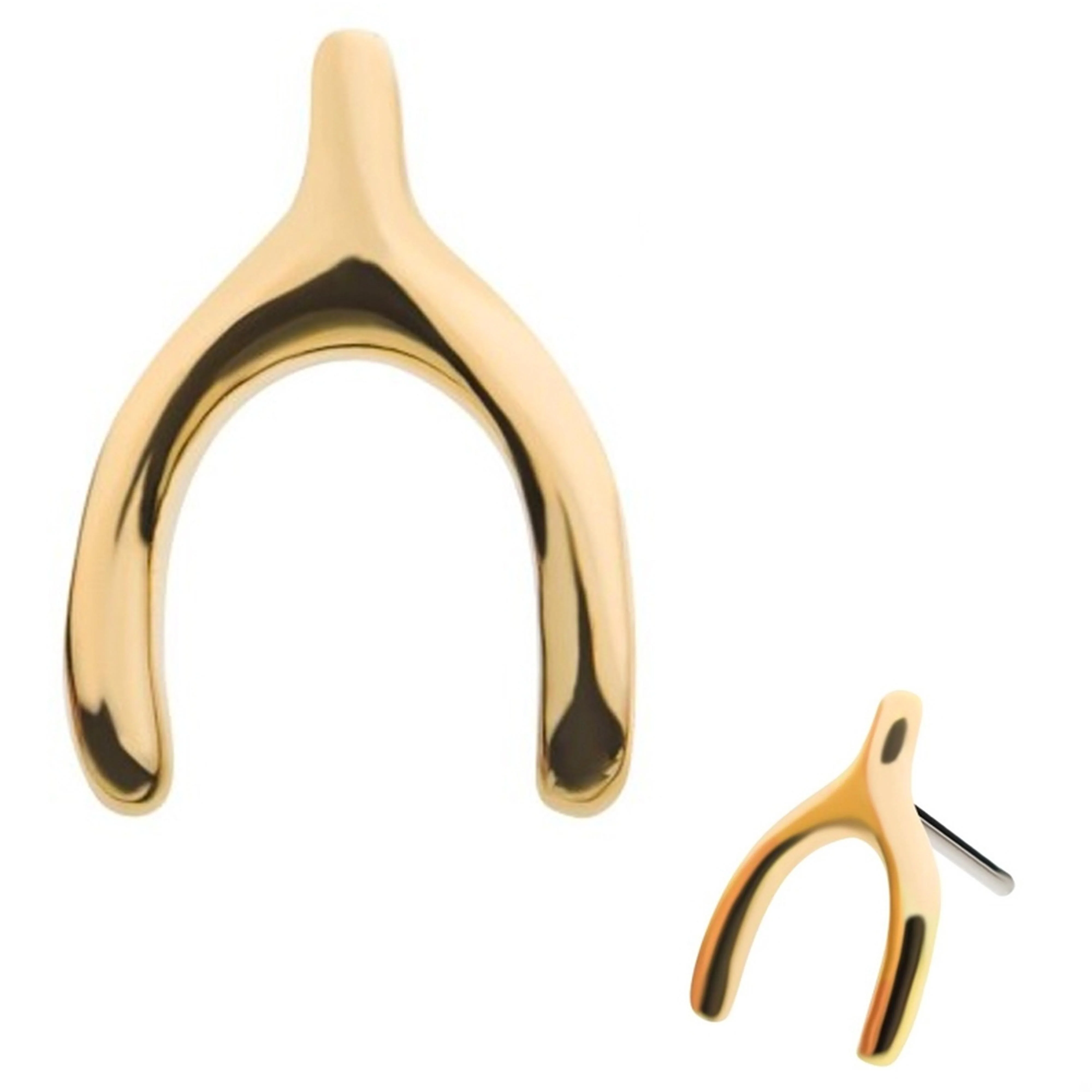 14kt Gold Wishbone Threadless Top - Mrs Treak