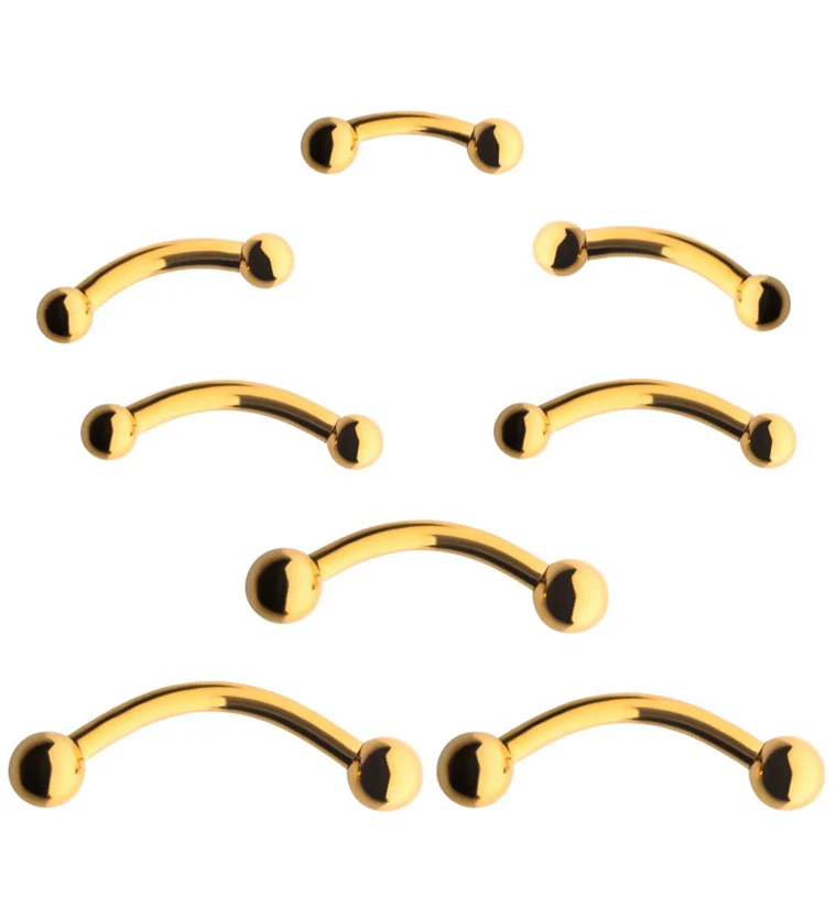 24kt Gold PVD Titanium Curved Barbell - Mrs Treak