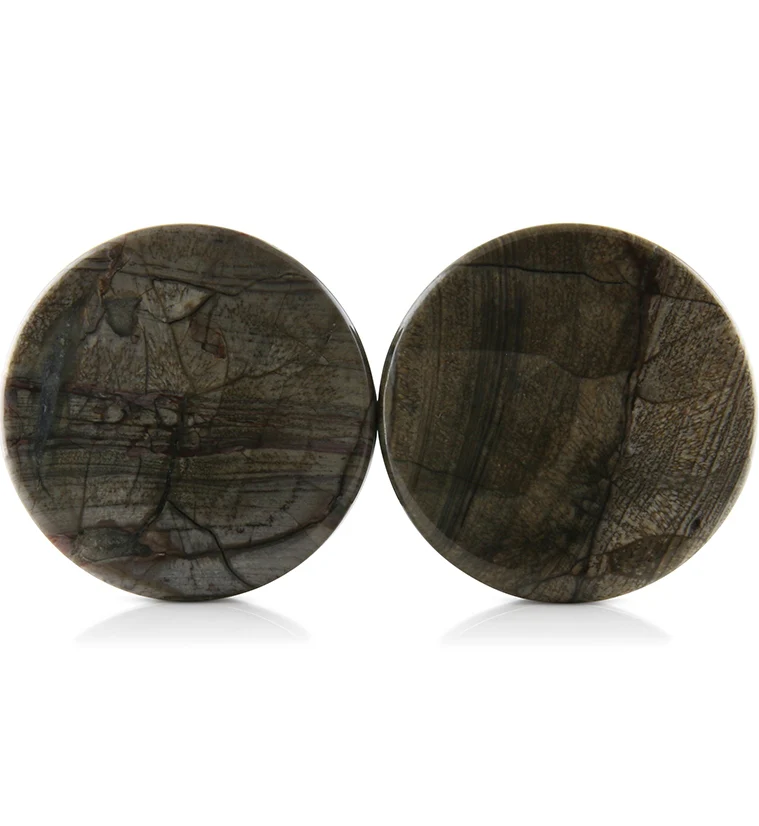 Mushroom Jasper Stone Plugs 1 Inch (25mm) Version 3 - Mrs Treak
