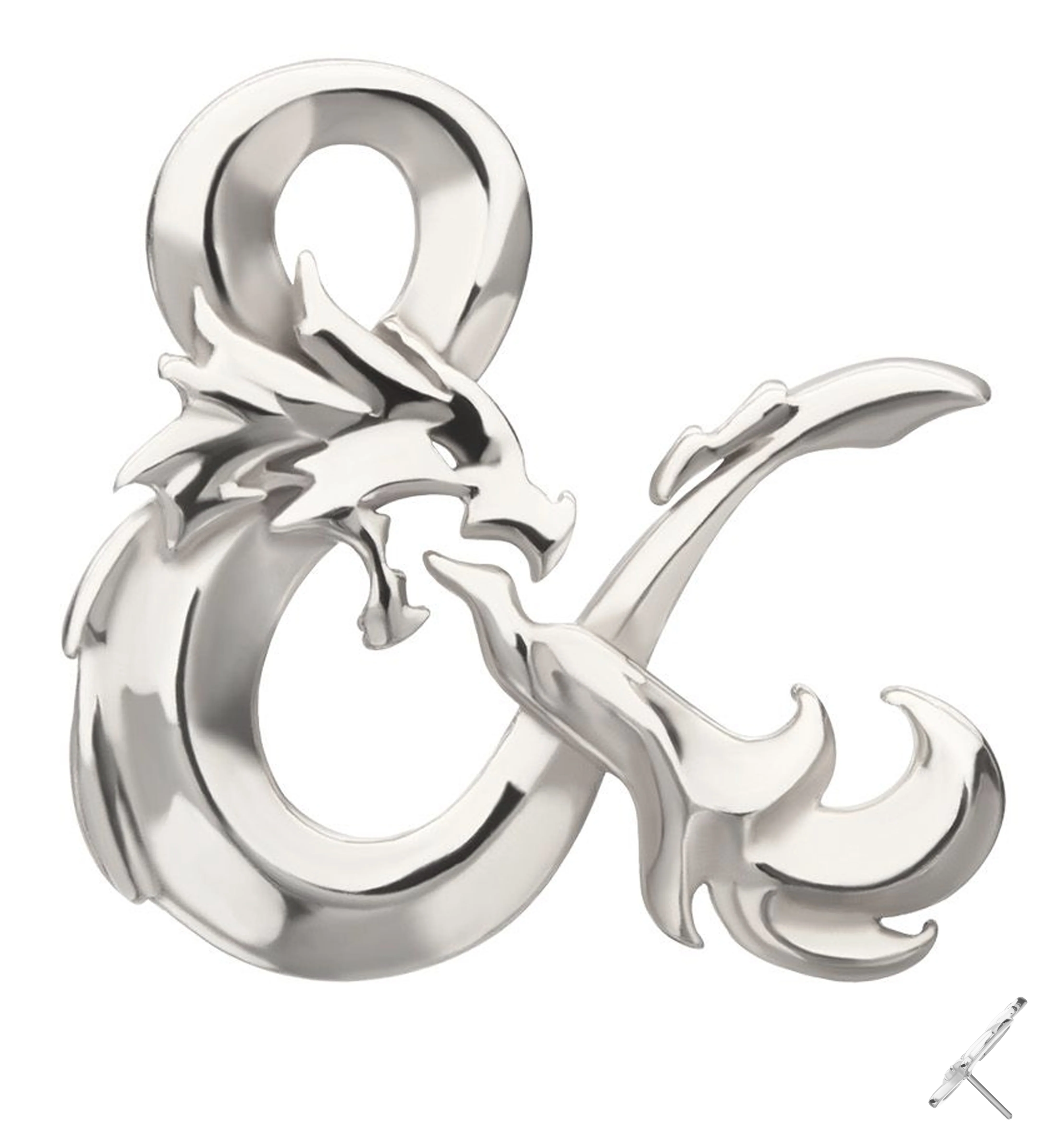 14kt White Gold Dungeons And Dragons Ampersand Logo Threadless Top - Mrs Treak