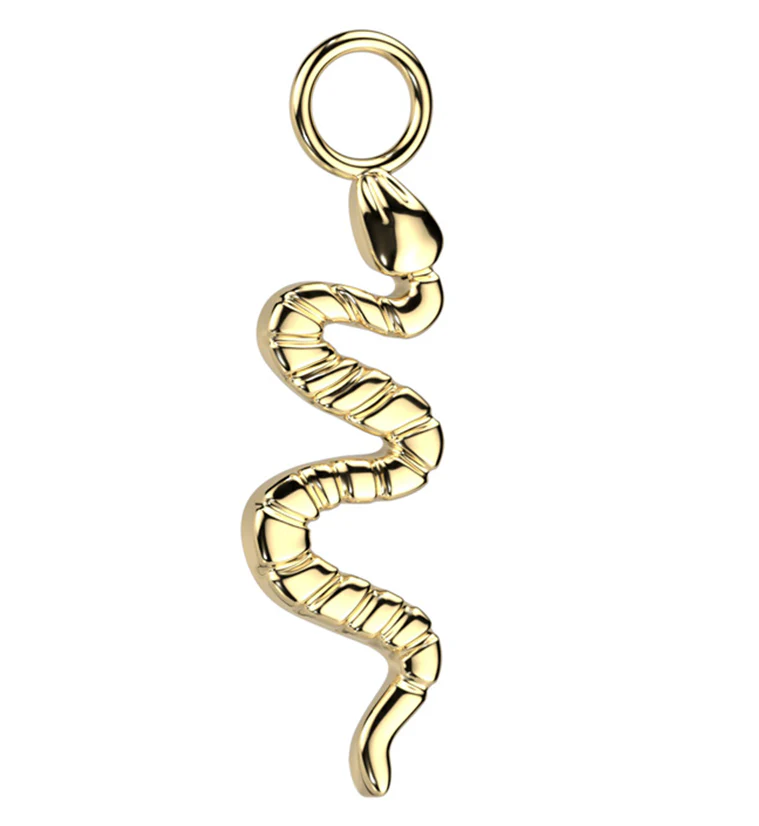 Gold PVD Snake Titanium Charm - Mrs Treak