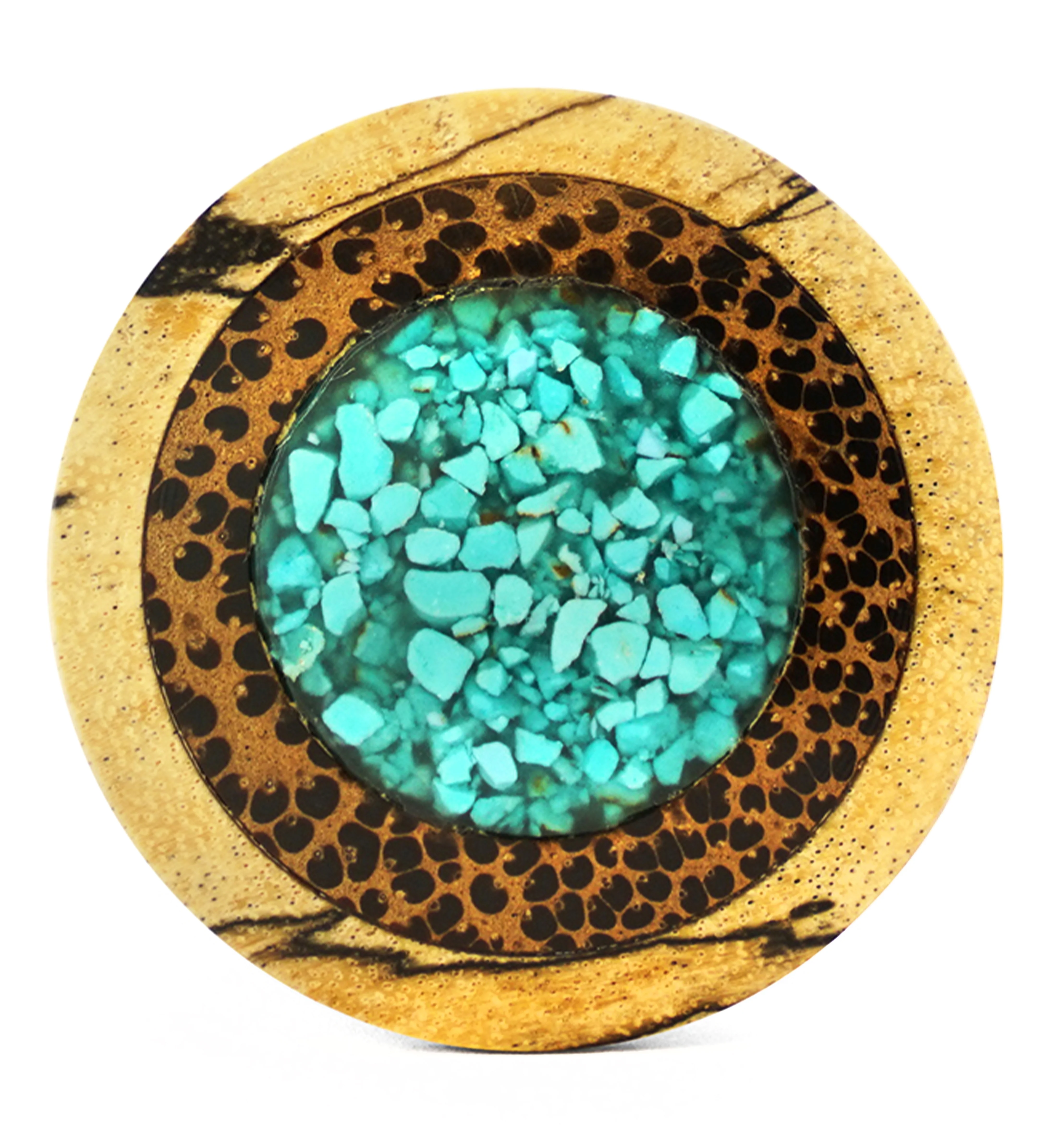 Single Flare Tamarind Wood Plugs with Coconut & Turquoise Inlay - Mrs Treak