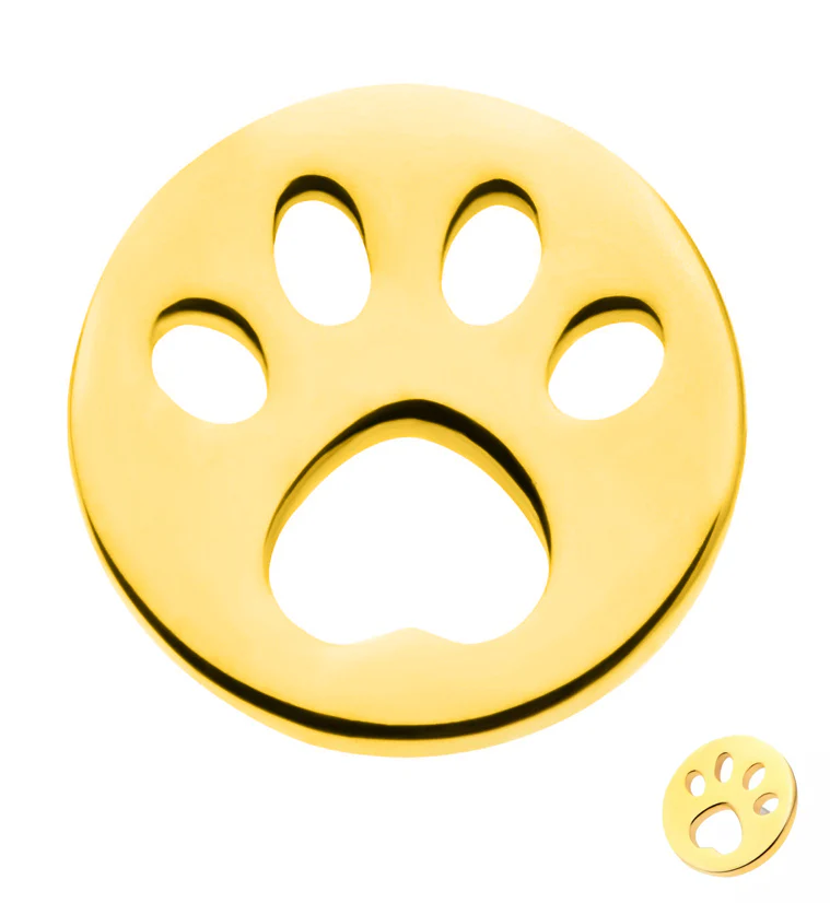 14kt Gold Paw Print Cut Out Threadless Top - Mrs Treak