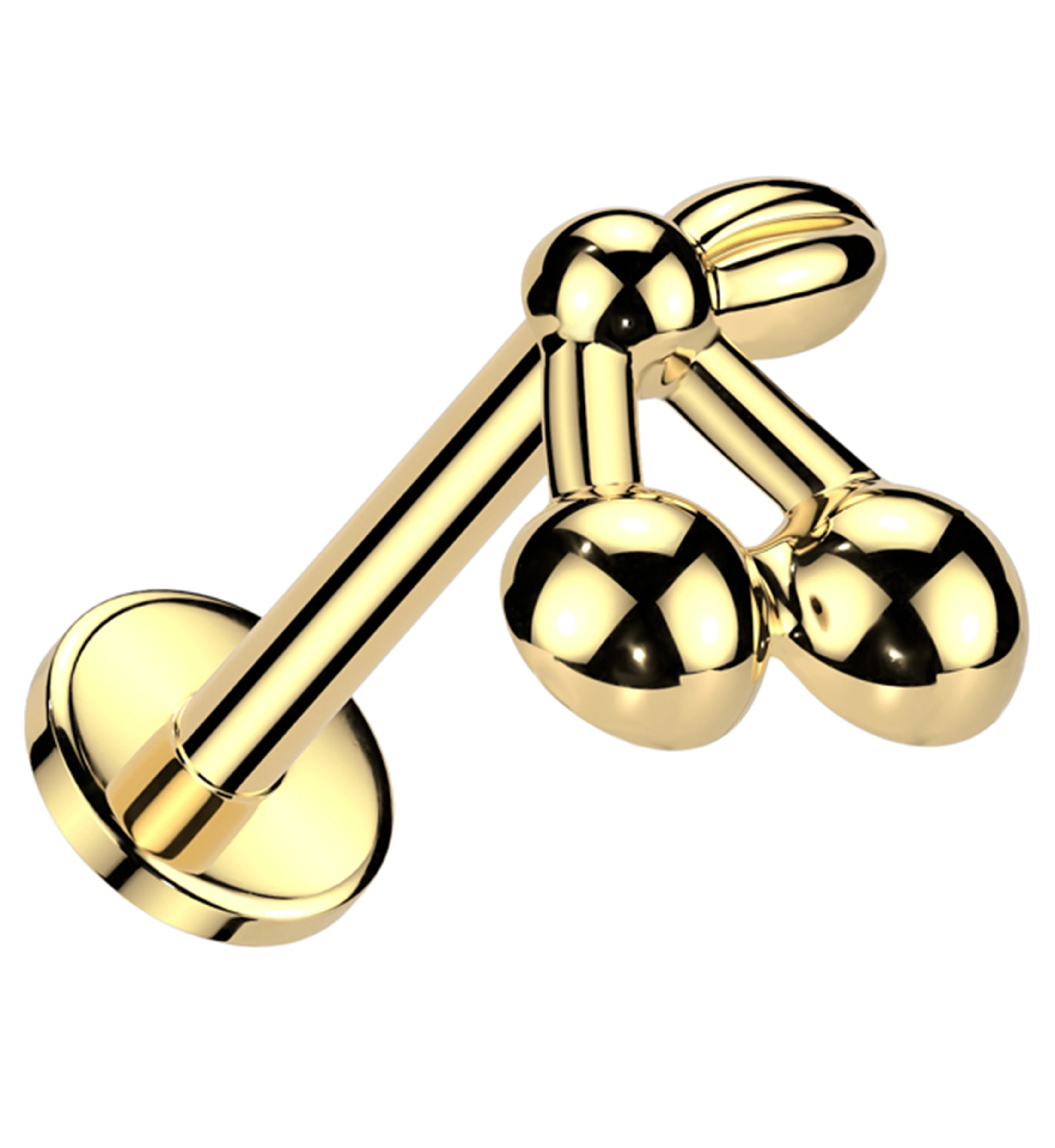 Gold PVD Cherries Internally Threaded Titanium Labret - Mrs Treak