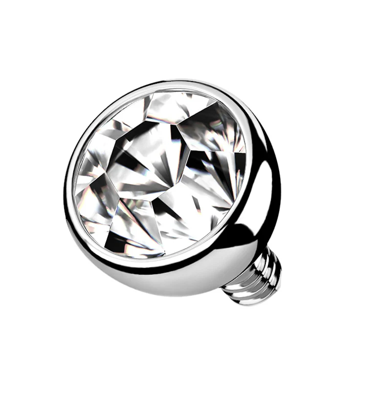 Bezel Clear CZ Titanium Internally Threaded Top - Mrs Treak