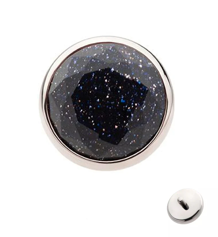 Faceted Blue Sandstone Titanium Internally Threaded Top - Mrs Treak