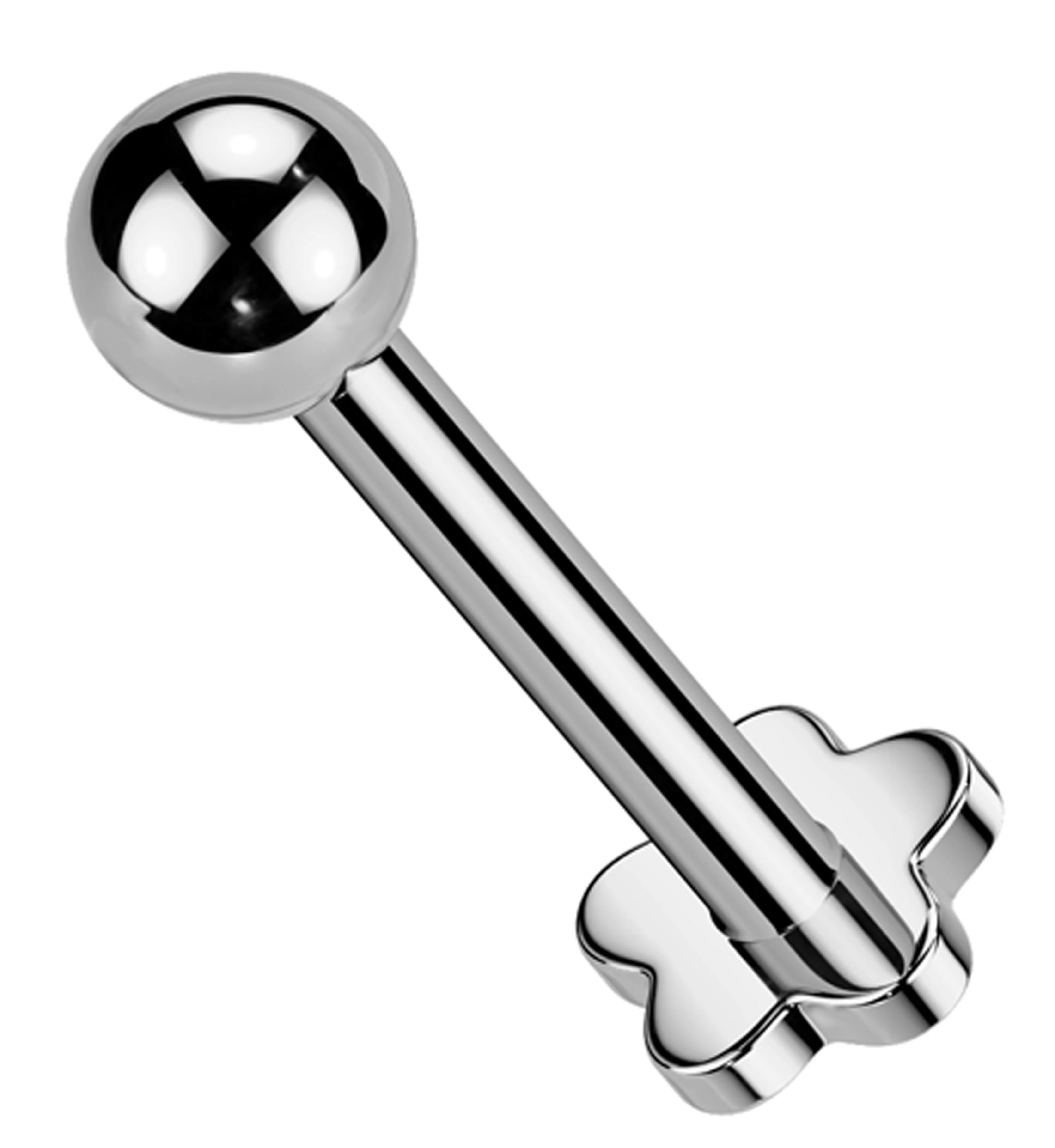 Ball Top Internally Threaded Titanium Flower Back Labret - Mrs Treak