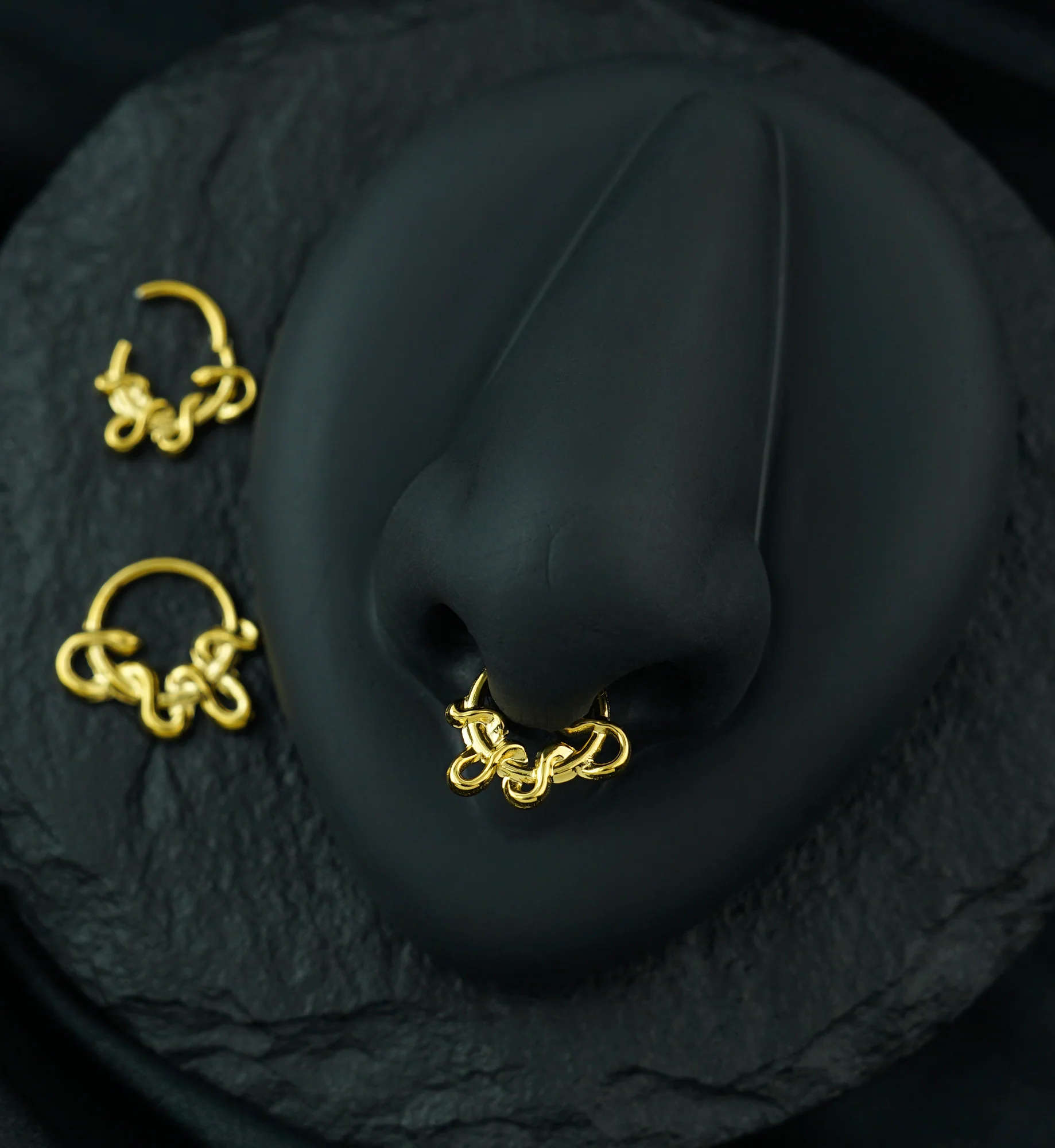 Gold PVD Arboreal  Snake Stainless Steel Hinged Segment Ring - Mrs Treak