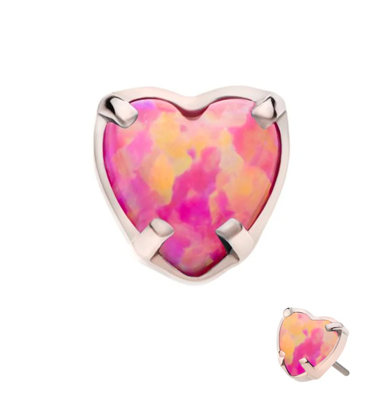 Heart Pink Opalite Threadless Titanium Top - Mrs Treak