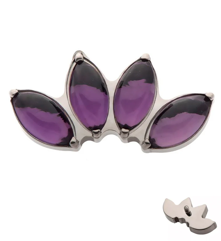 Quartet Amethyst Stone Internally Threaded Titanium Top - Mrs Treak