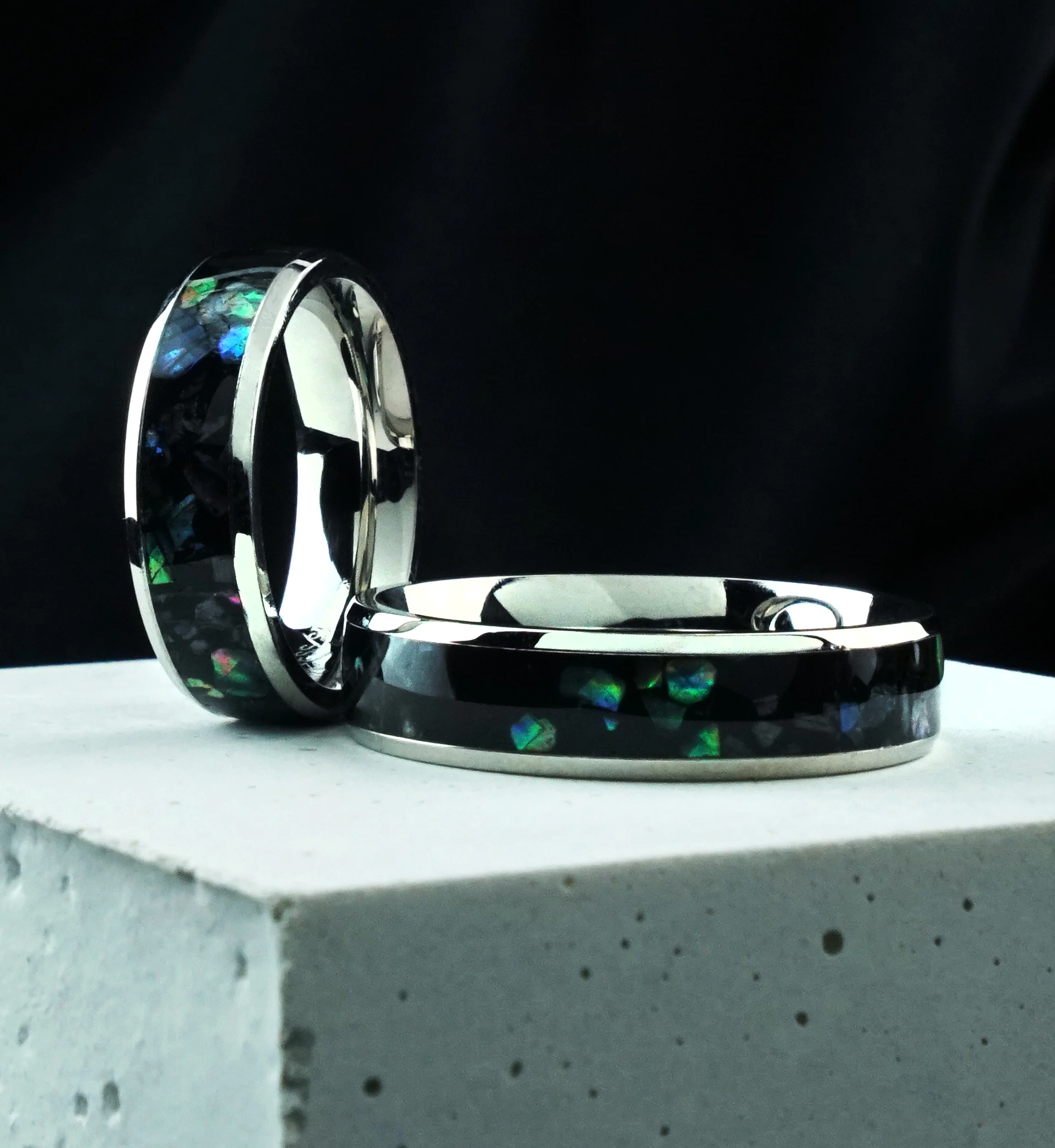 Abalone Shell Inlay Stainless Steel Ring - Mrs Treak