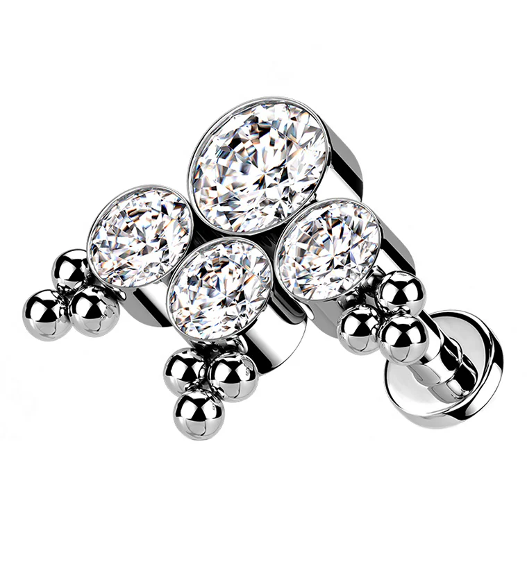 16G Beaded CZ Ensemble Titanium Labret Post - Mrs Treak