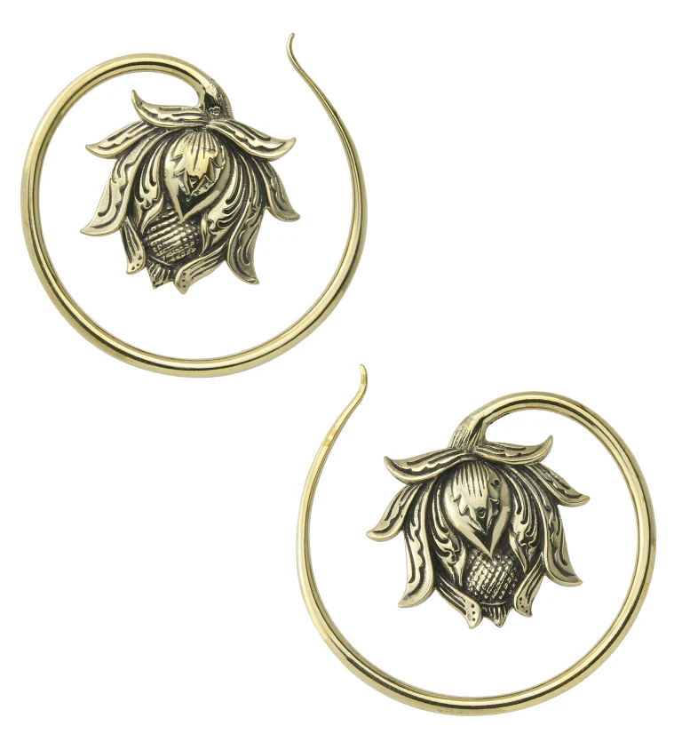 Resting Lotus Brass Ear Weights - Mrs Treak