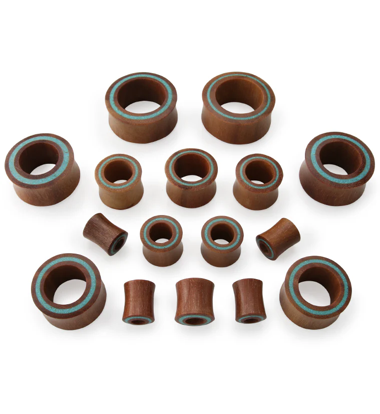 Saba Wood Tunnels with Turquoise Rim - Mrs Treak