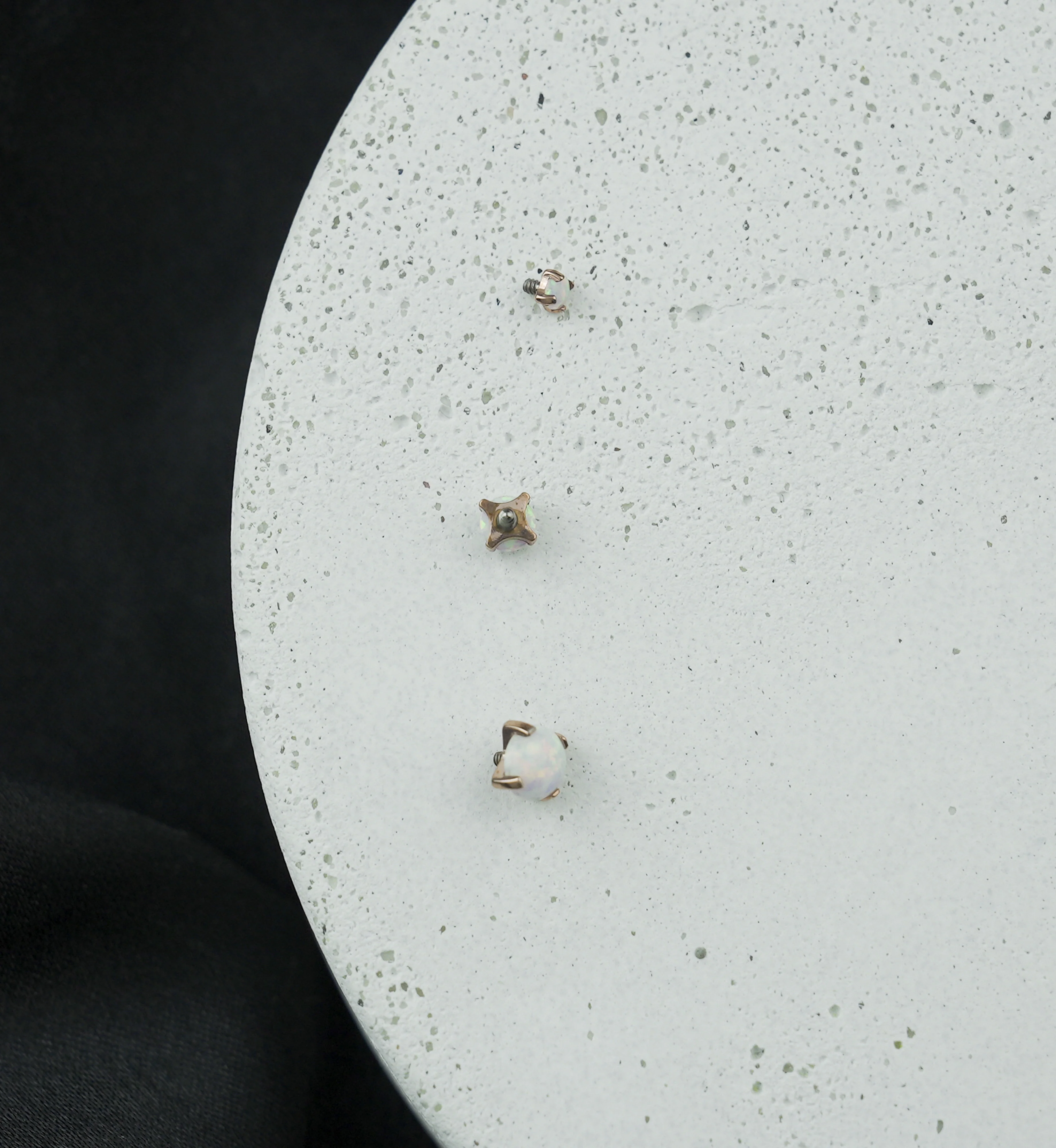 Rose Gold PVD Prong White Opalite Titanium Internally Threaded Top - Mrs Treak