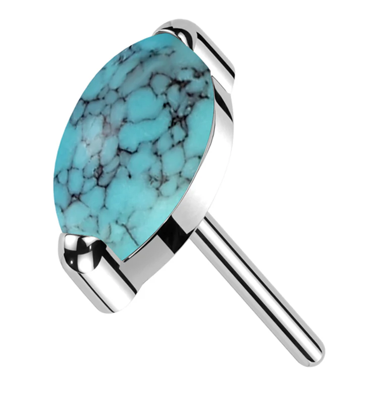 Howlite Turquoise Marquise Stone Titanium Threadless Top - Mrs Treak
