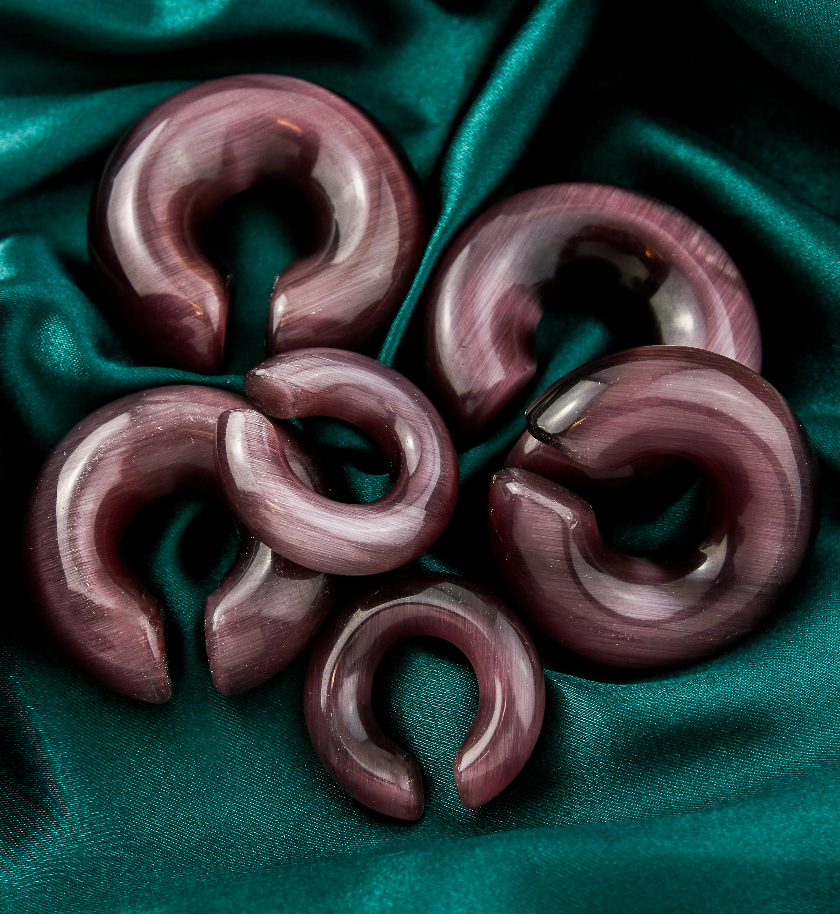 Purple Cat's Eye Glass Hoop Plugs - Mrs Treak