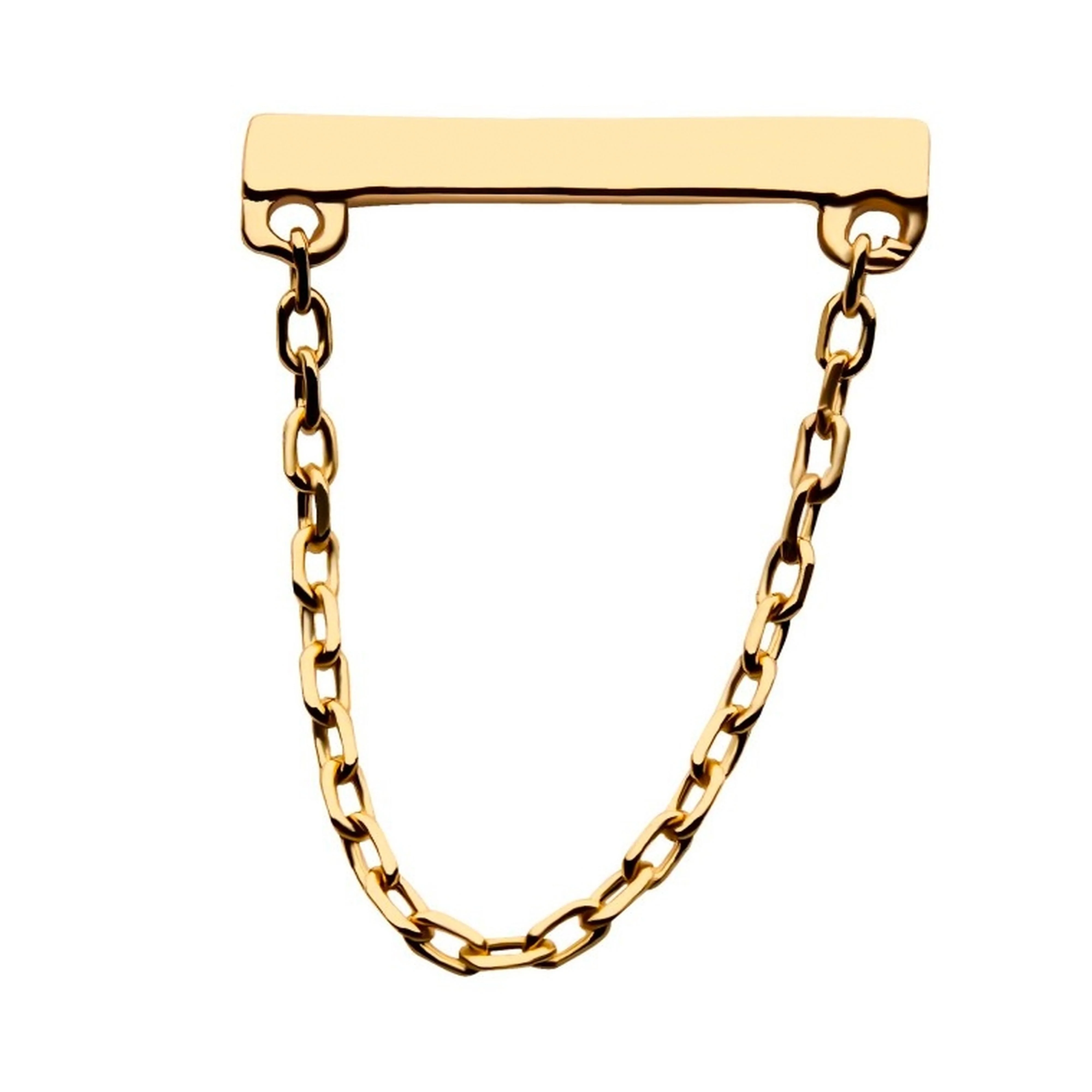 14kt Gold Bar Chain Threadless Top - Mrs Treak