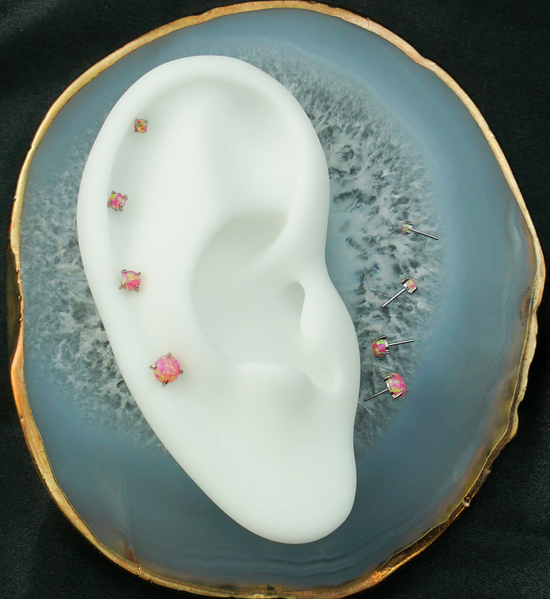 Prong Rose Opalite Titanium Threadless Top - Mrs Treak