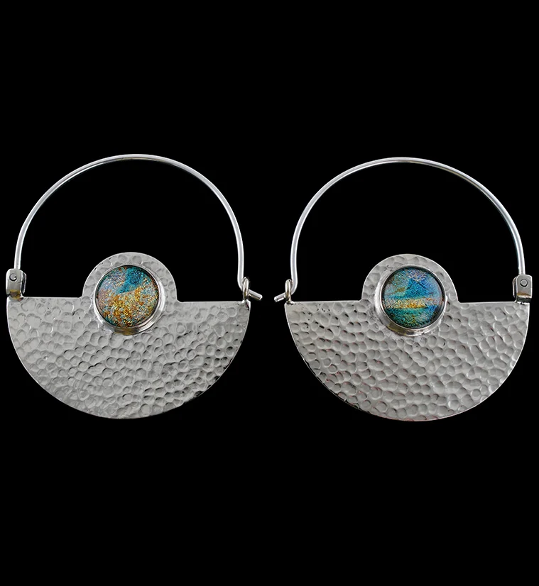 14G Acicular Pulp Green Glass White Brass Hangers - Mrs Treak