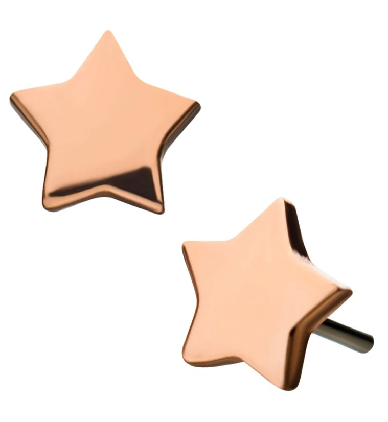 14kt Rose Gold Star Threadless Top - Mrs Treak