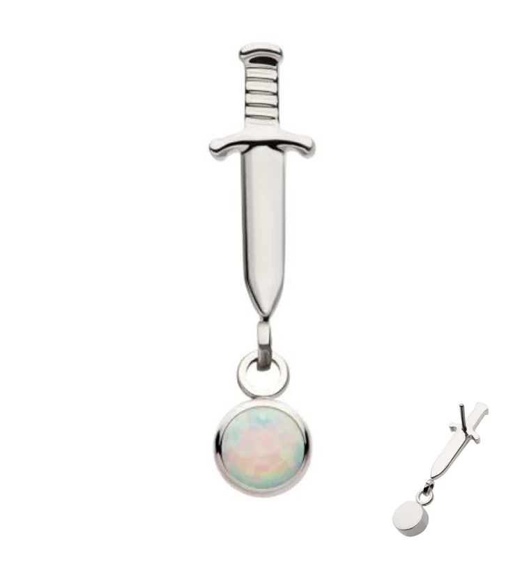 Dagger Dangle White Opalite Threadless Top - Mrs Treak