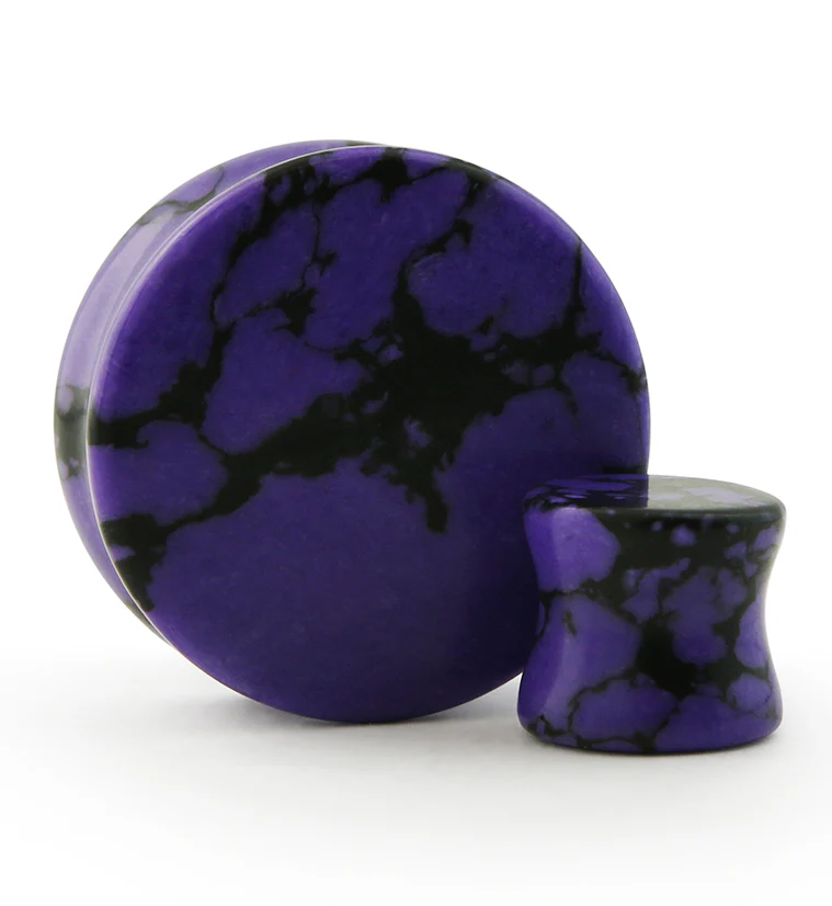Purple And Black Howlite Stone Plugs - Mrs Treak