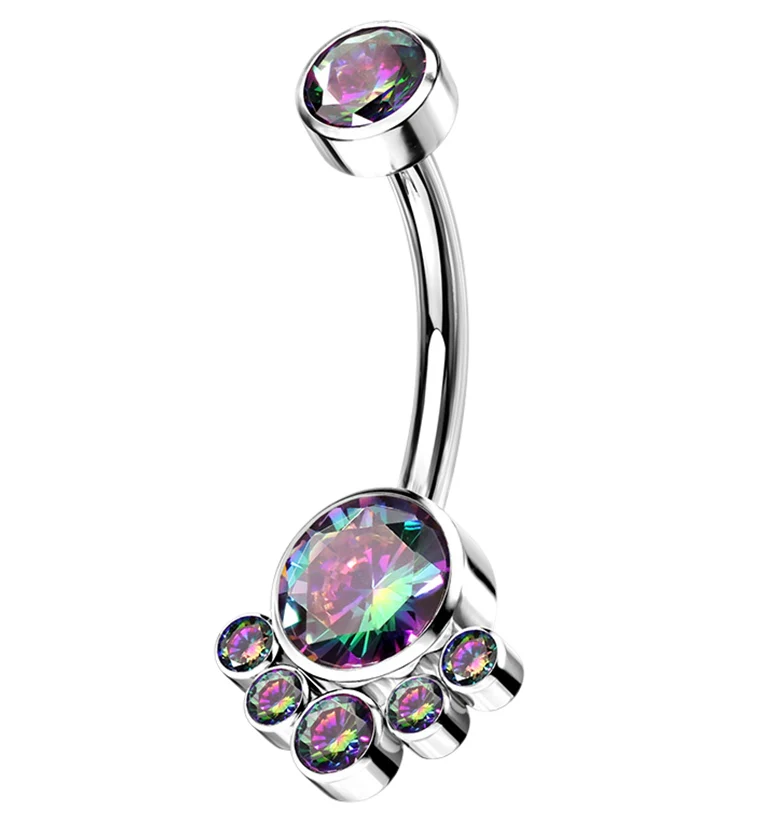 Black Aurora CZ Cluster Titanium Belly Button Ring - Mrs Treak