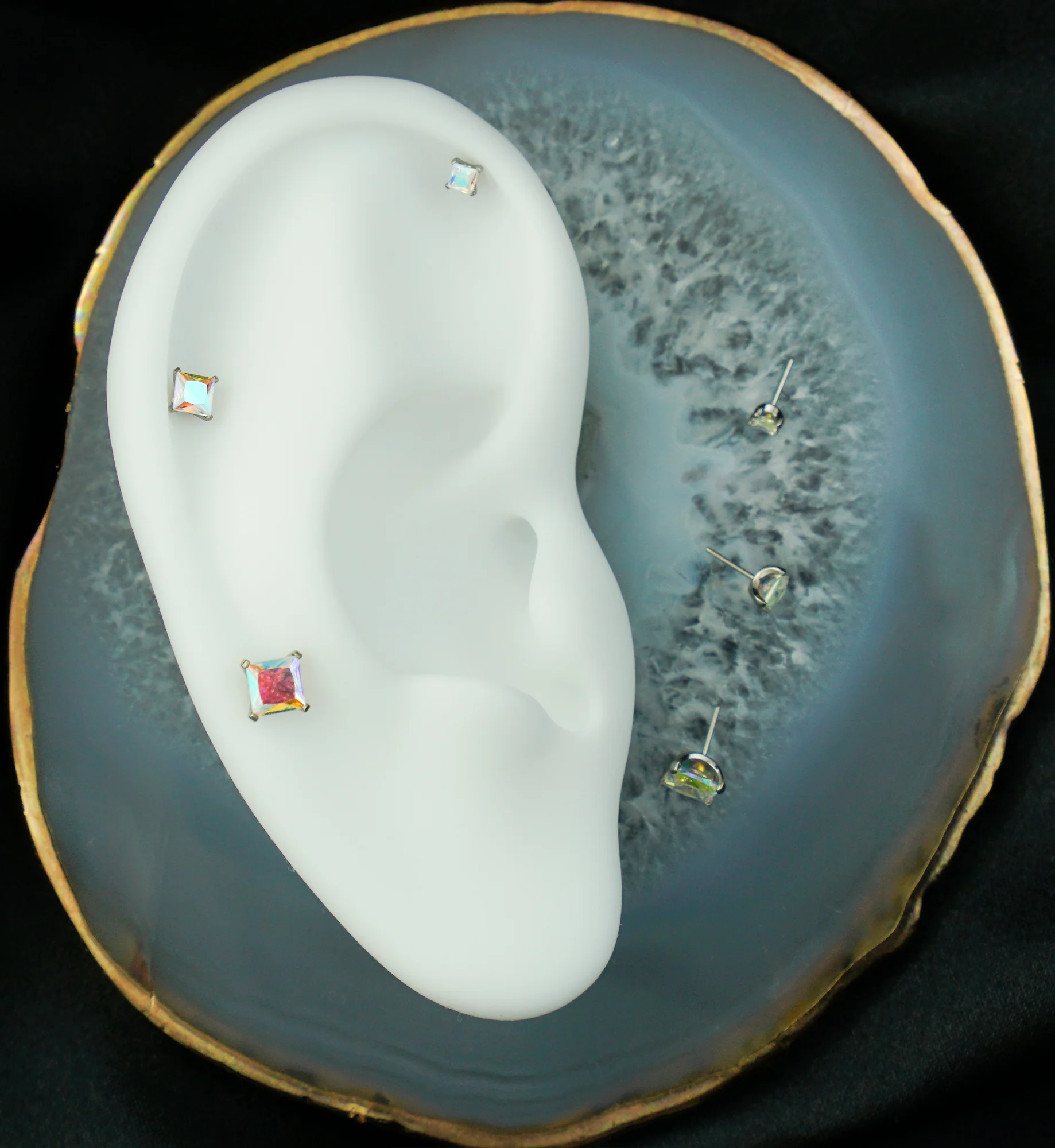 Princess Rainbow Aurora CZ Threadless Titanium Top - Mrs Treak