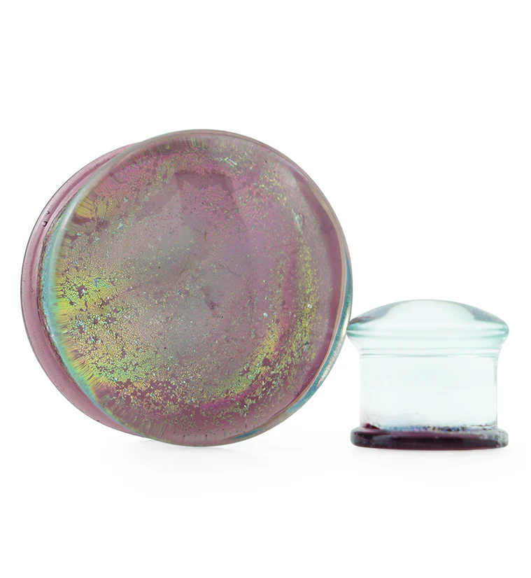 Daybreak Dichroic Glass Double Flare Plugs - Mrs Treak