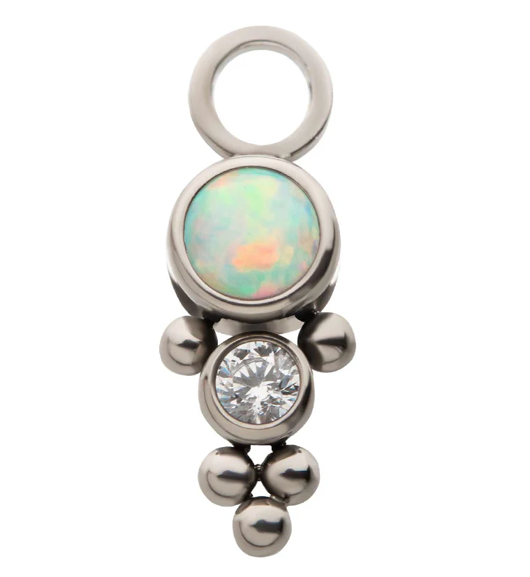 Icicle White Opalite Clear CZ Titanium Charm - Mrs Treak