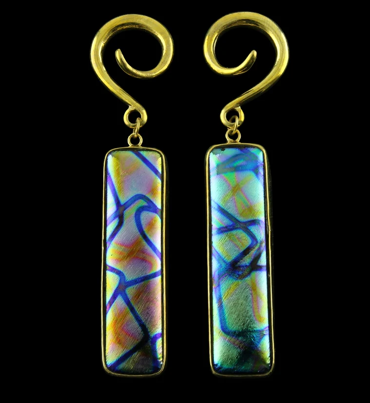 Daze Single Tower Dichroic Glass Brass Ear Weights - Mrs Treak