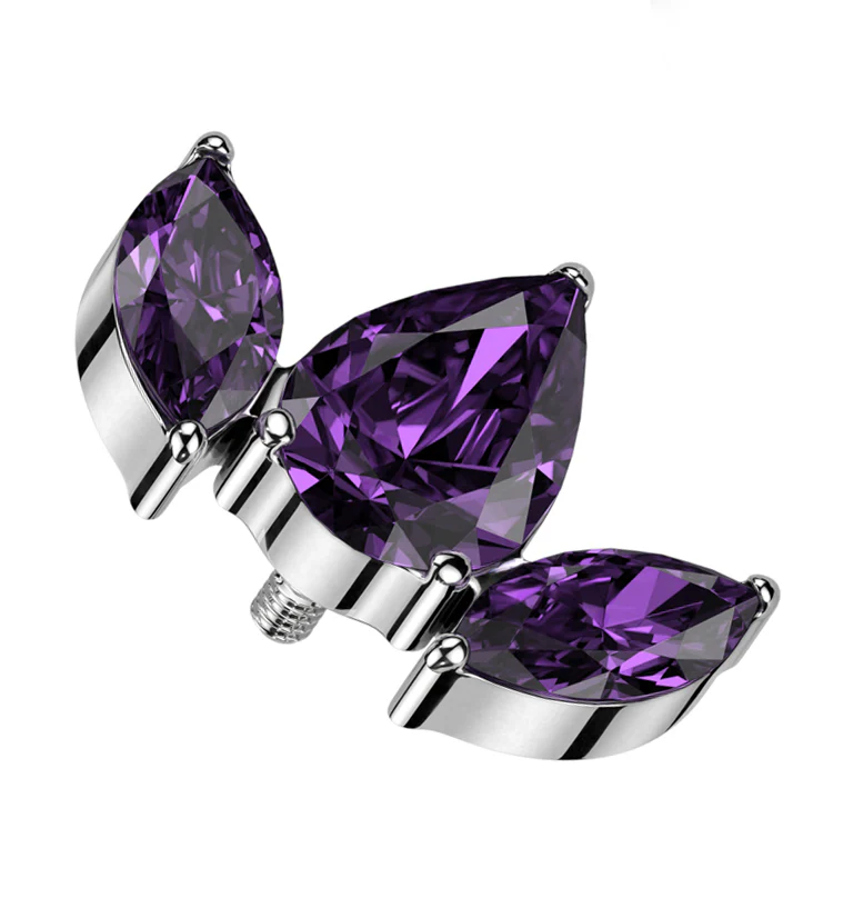 Triple Empress Teardrop Purple CZ Internally Threaded Titanium Top - Mrs Treak
