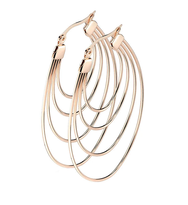 Rose Gold PVD Multi Hoop Earrings - Mrs Treak