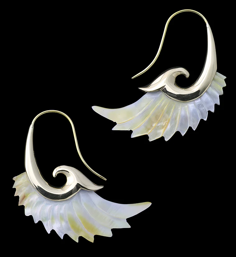 18G Aileron Brass MOP Hangers / Earrings - Mrs Treak