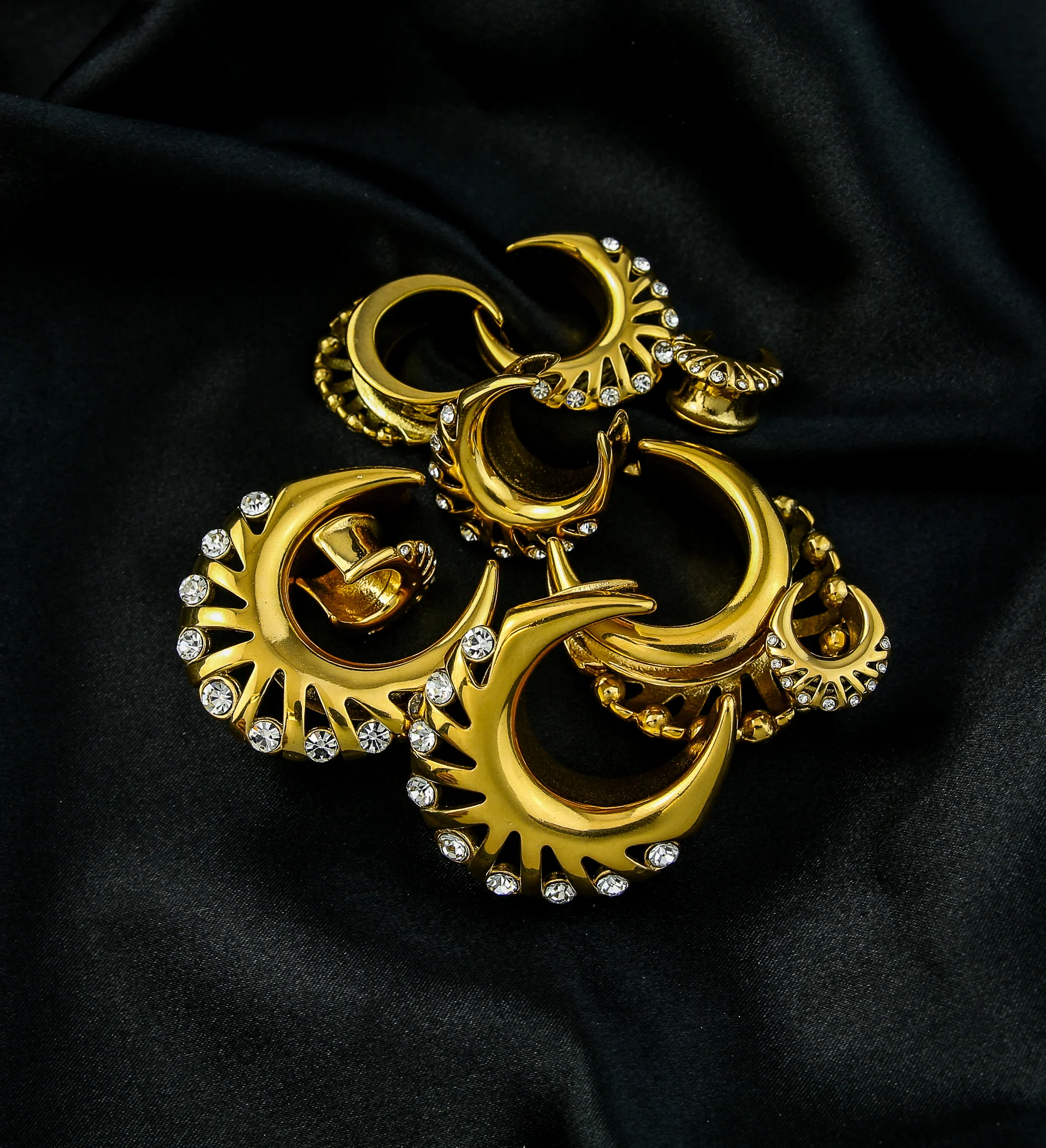 Gold PVD Vane Clear CZ Stainless Steel Saddles - Mrs Treak