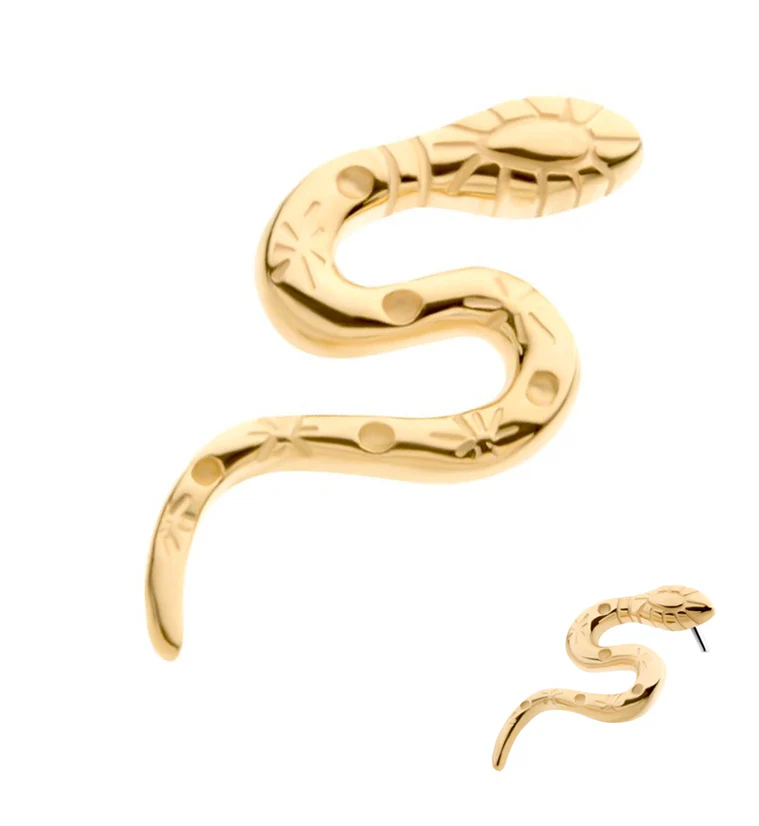 14kt Gold Adorned Snake Threadless Top - Mrs Treak