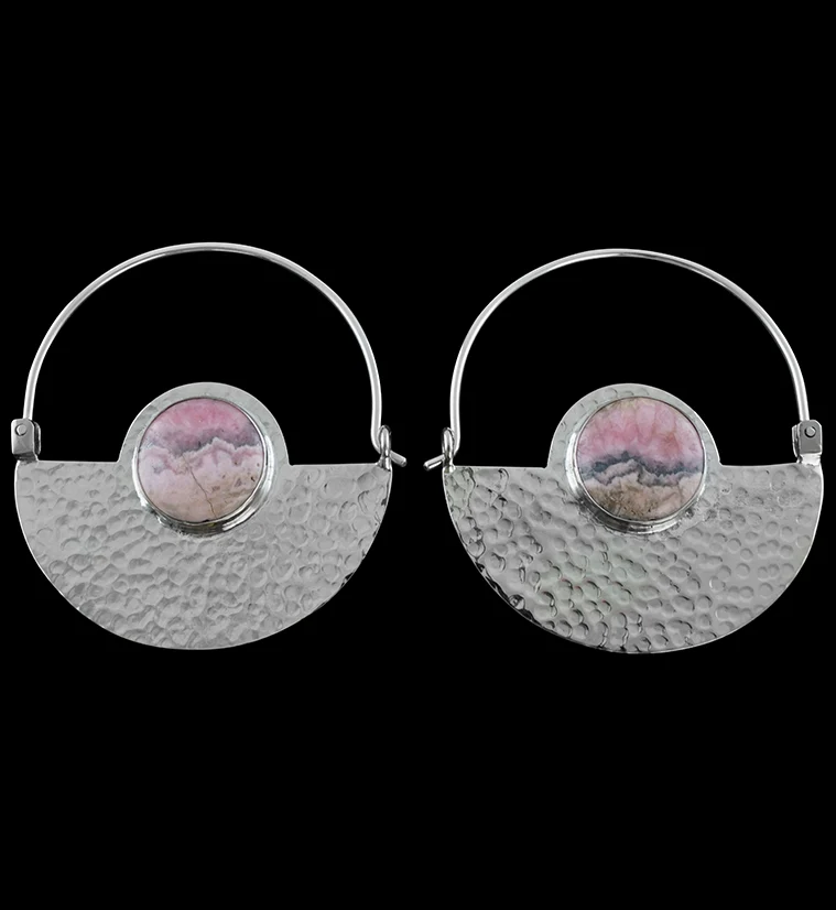 14G Acicular Rhodochrosite Stone White Brass Hangers - Mrs Treak