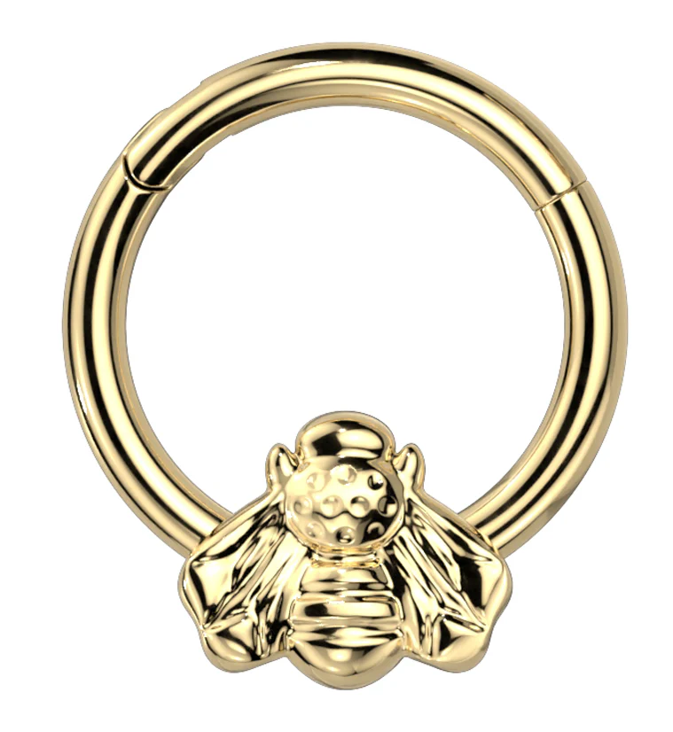Gold PVD Bee Titanium Hinged Segment Ring - Mrs Treak