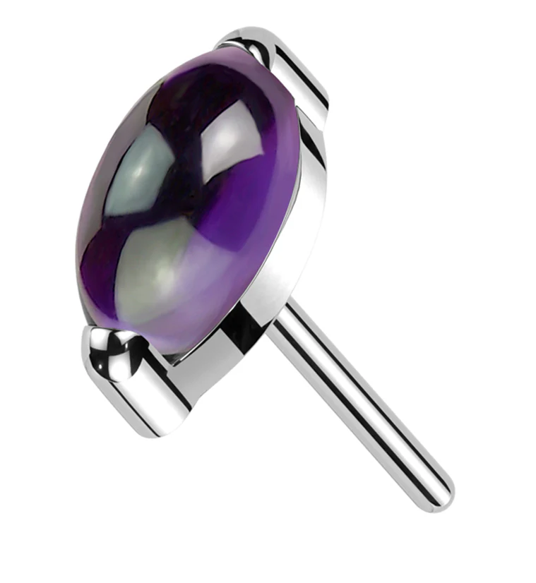 Amethyst Marquise Stone Titanium Threadless Top - Mrs Treak