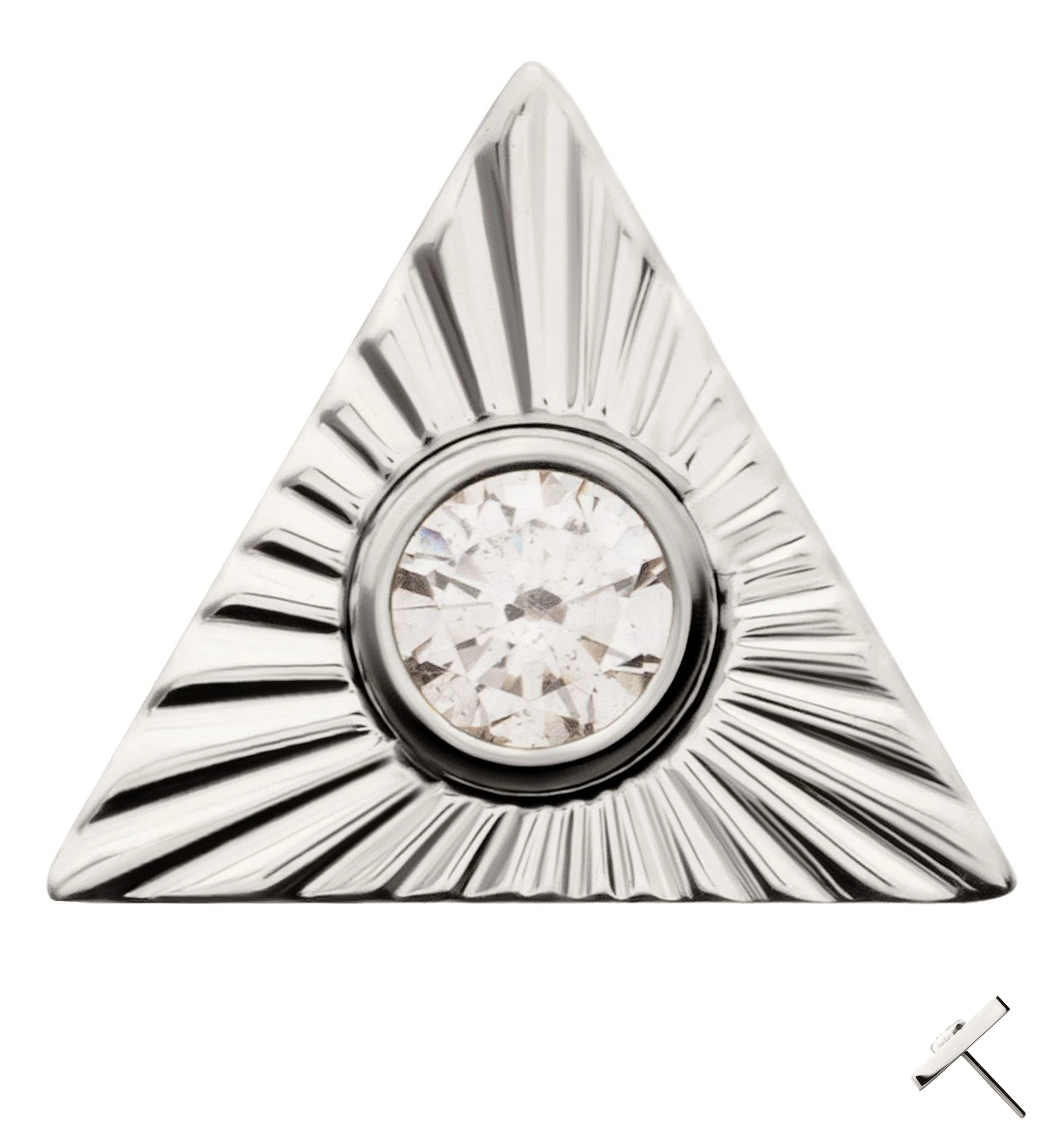 Score Triangle Clear CZ Threadless Titanium Top - Mrs Treak