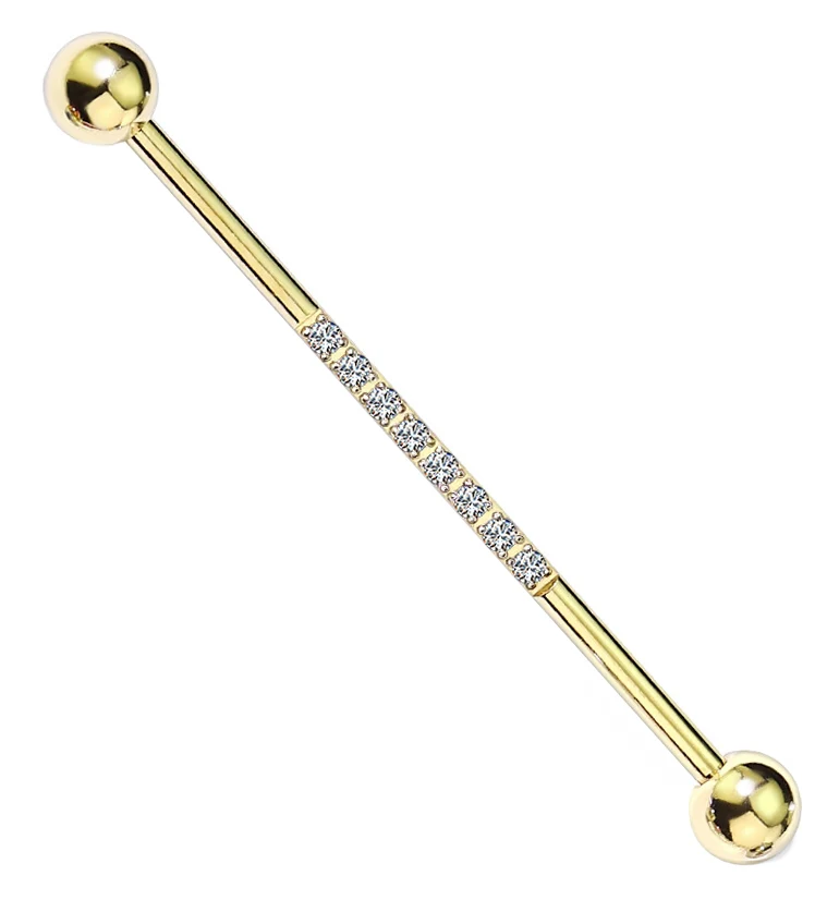 Center Line Gold PVD CZ Industrial Barbell - Mrs Treak