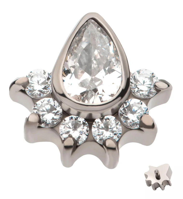 Lure Teardrop CZ Internally Threaded Titanium Top - Mrs Treak