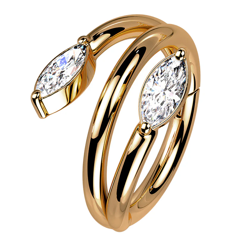 Rose Gold PVD Wrap CZ Hinged Segment Ring - Mrs Treak