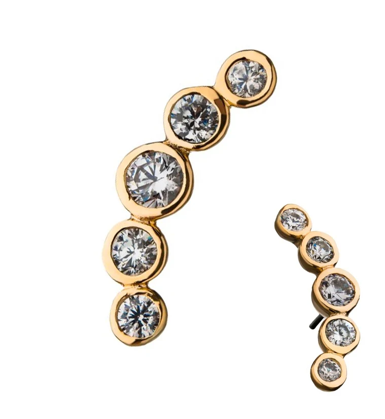 14kt Gold Cinque CZ Threadless Top - Mrs Treak