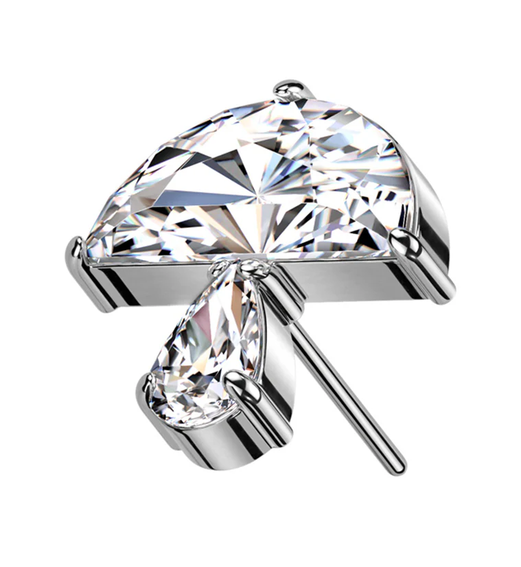Mushroom Clear CZ Titanium Threadless Top - Mrs Treak