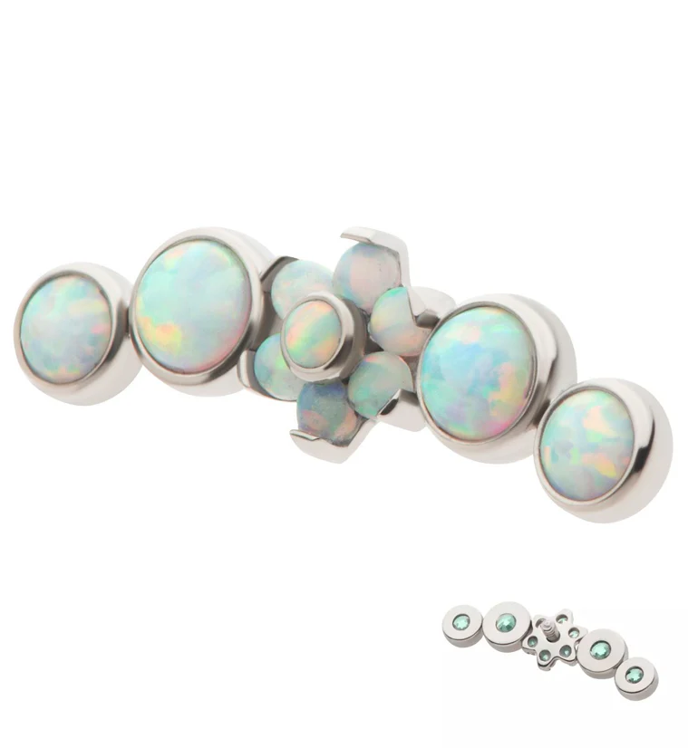 Centered Flower Arch White Opalite Titanium Internally Threaded Top - Mrs Treak